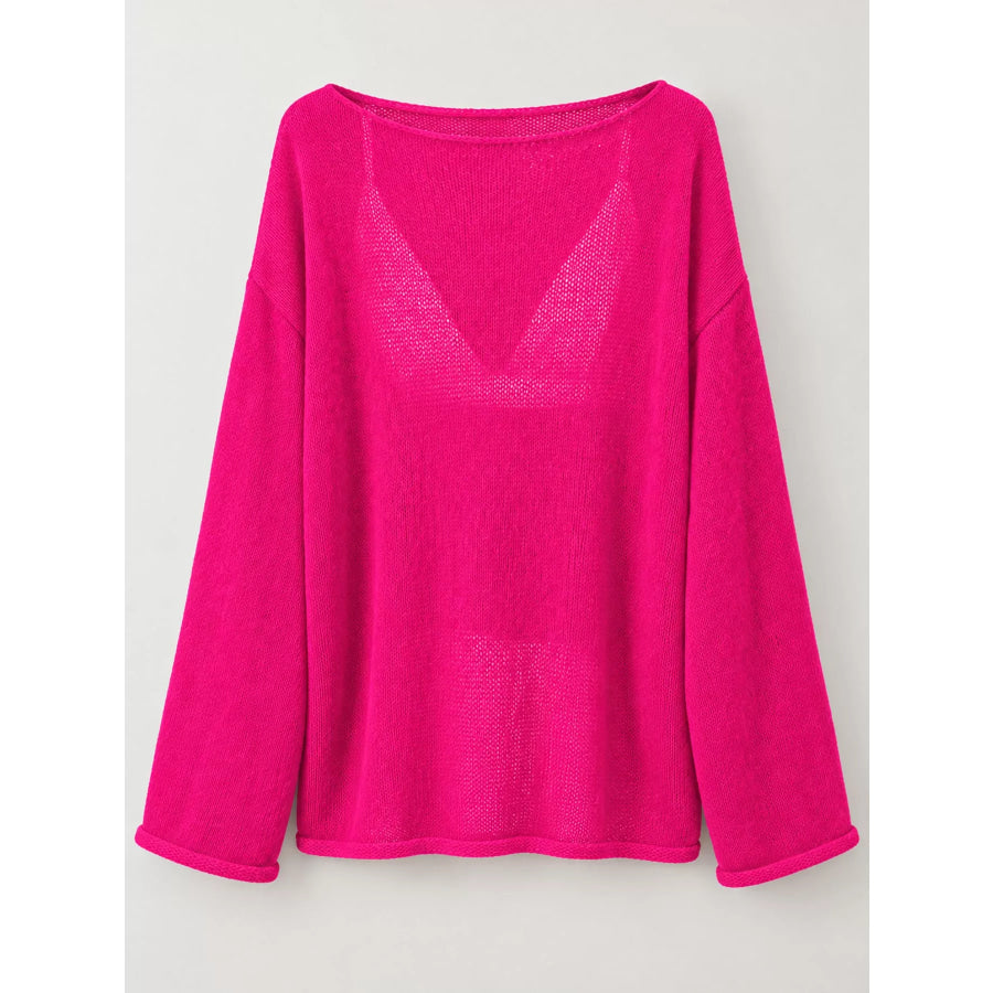 Lightweight Dropped Shoulder Knit Cover Up Apparel and Accessories