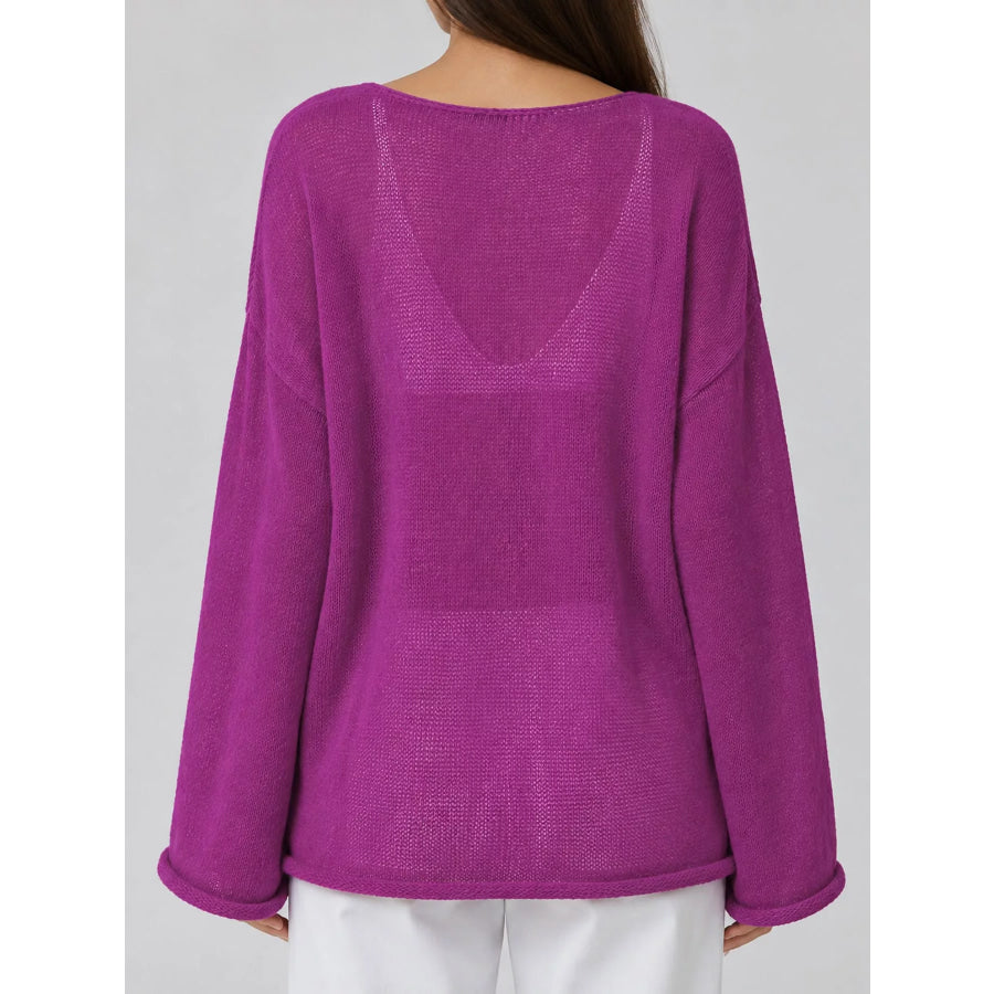 Lightweight Dropped Shoulder Knit Cover Up Apparel and Accessories