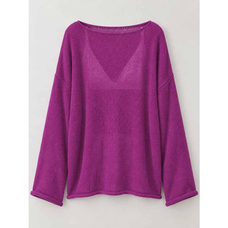 Lightweight Dropped Shoulder Knit Cover Up Apparel and Accessories