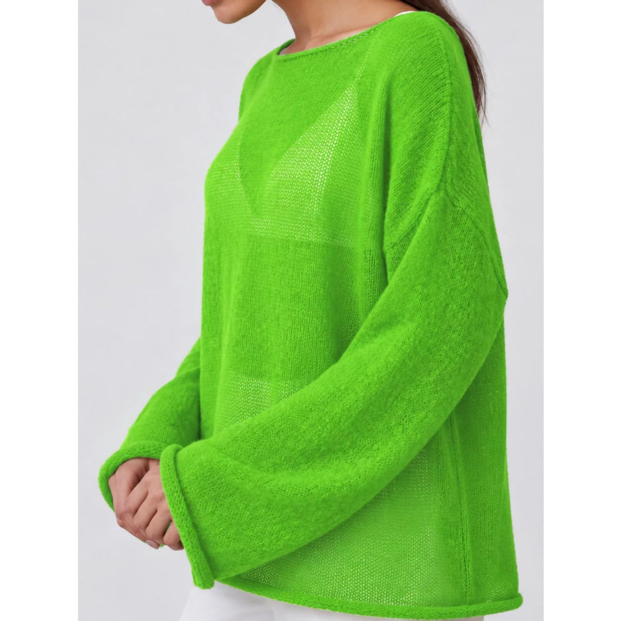 Lightweight Dropped Shoulder Knit Cover Up Apparel and Accessories