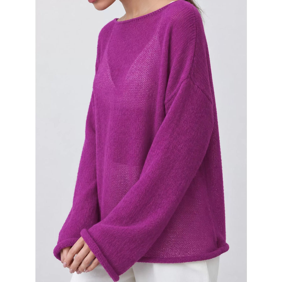 Lightweight Dropped Shoulder Knit Cover Up Apparel and Accessories