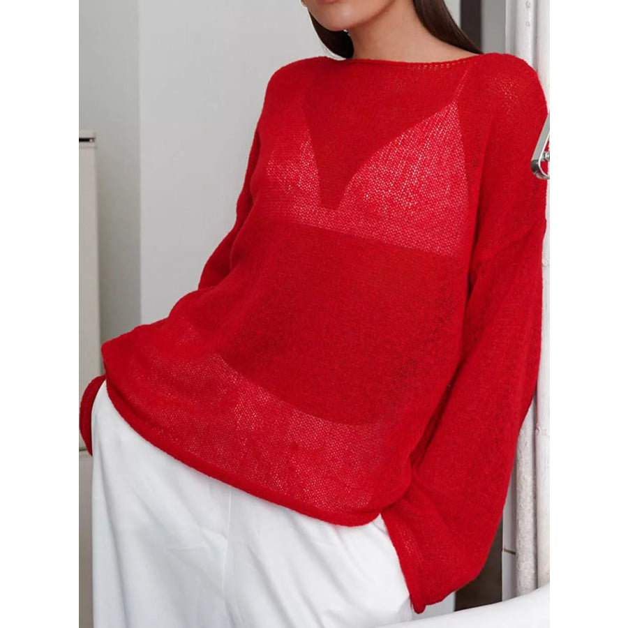Lightweight Dropped Shoulder Knit Cover Up Apparel and Accessories