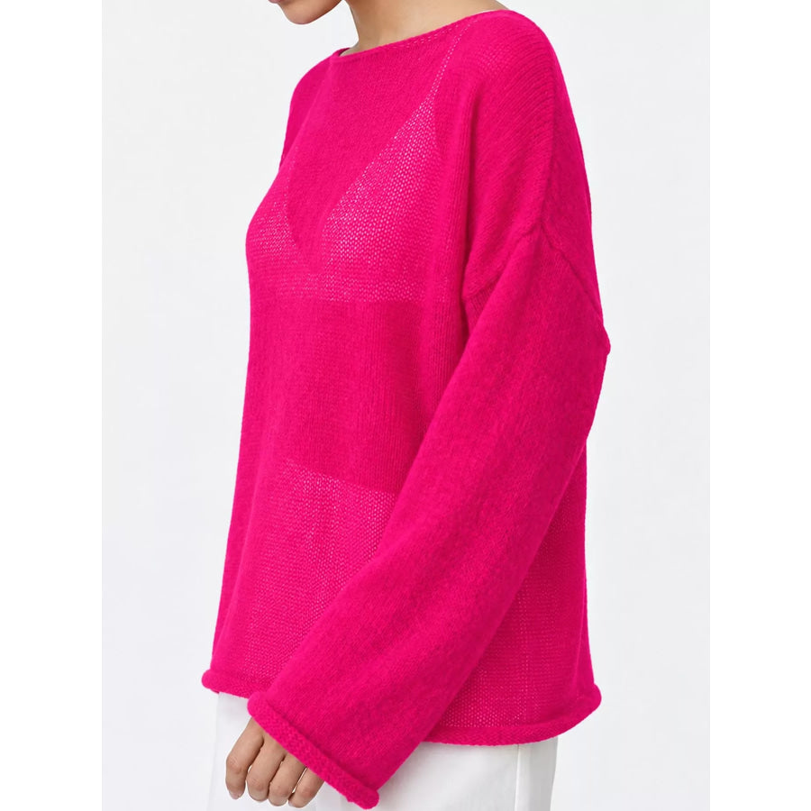 Lightweight Dropped Shoulder Knit Cover Up Apparel and Accessories