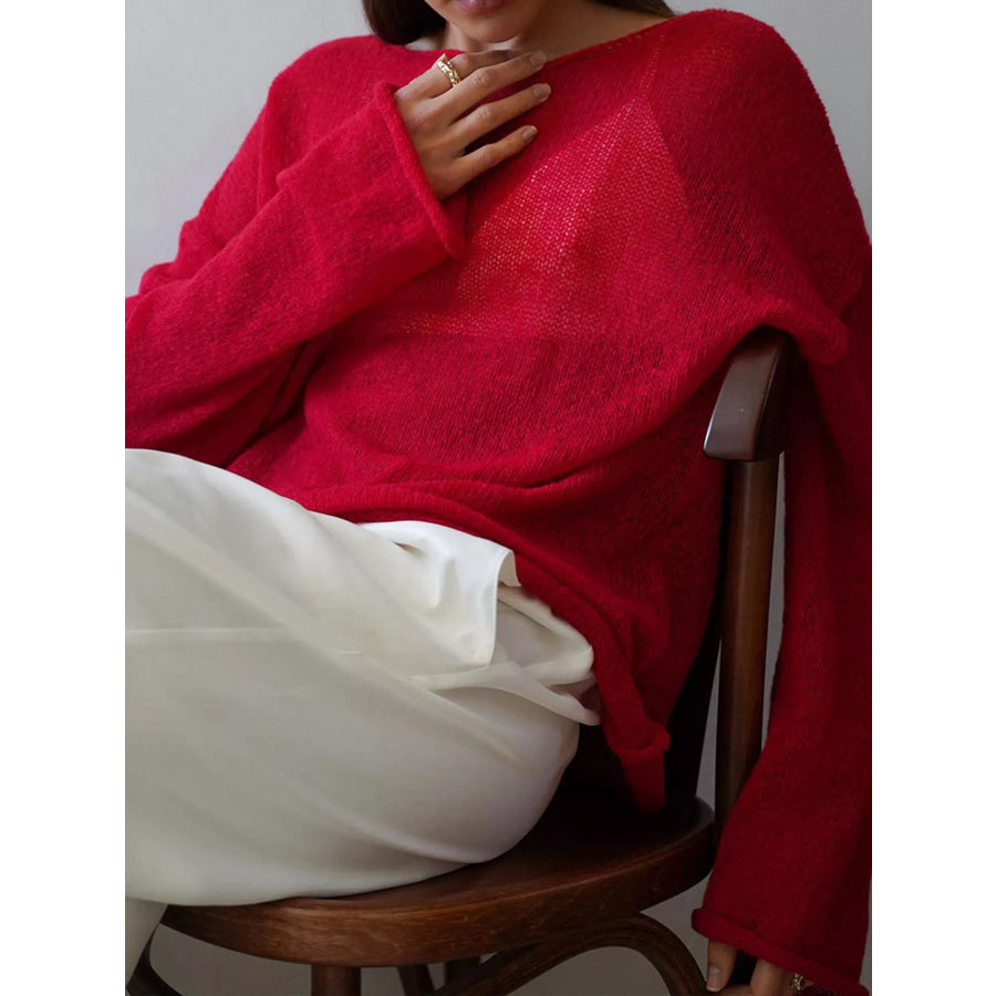 Lightweight Dropped Shoulder Knit Cover Up Apparel and Accessories