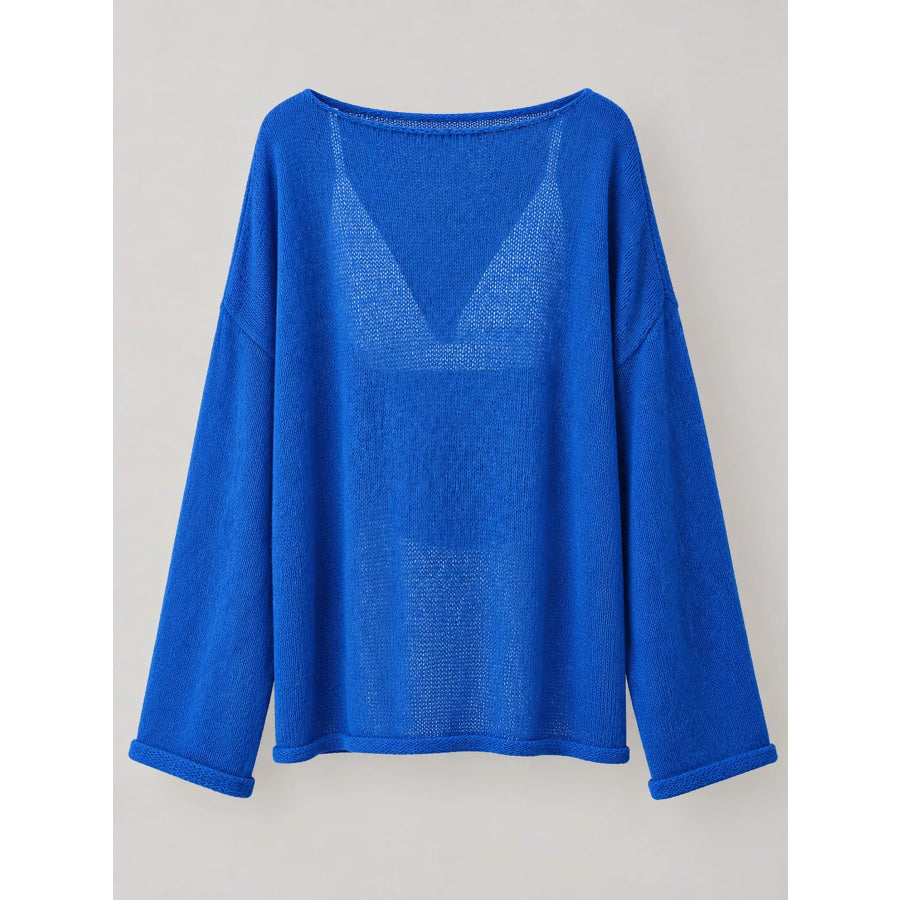 Lightweight Dropped Shoulder Knit Cover Up Apparel and Accessories