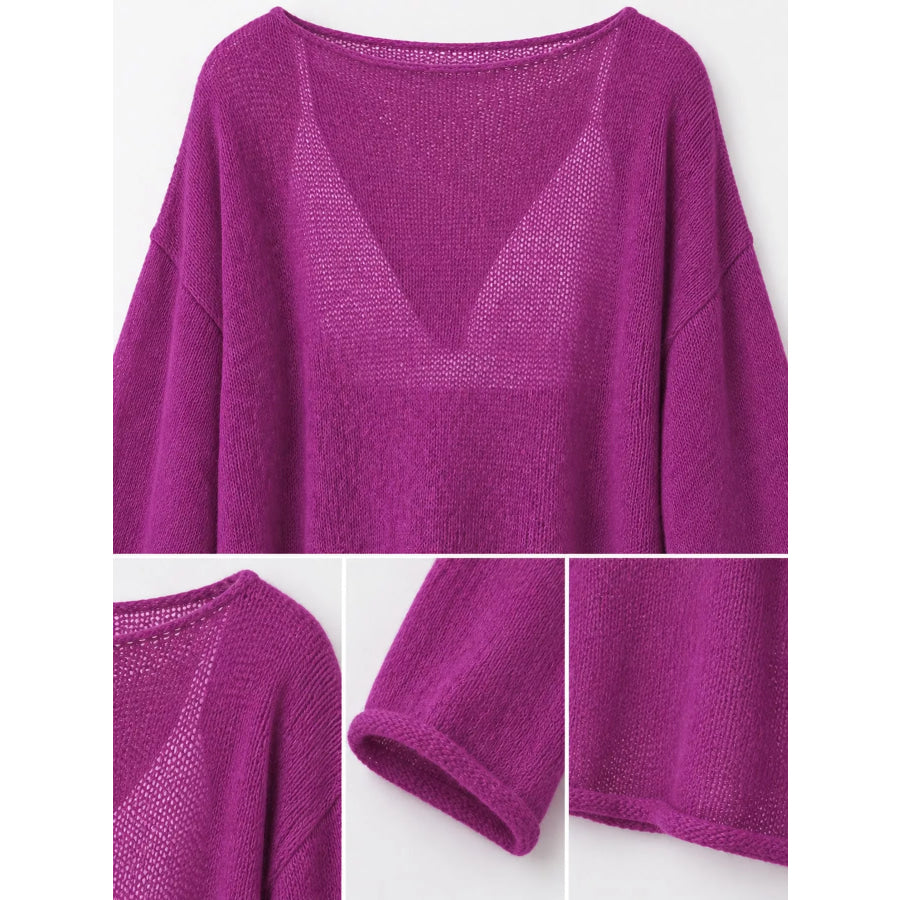 Lightweight Dropped Shoulder Knit Cover Up Apparel and Accessories