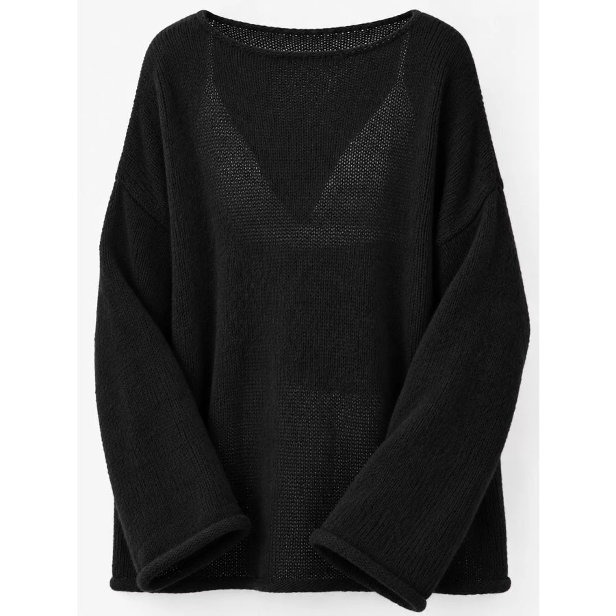 Lightweight Dropped Shoulder Knit Cover Up Apparel and Accessories