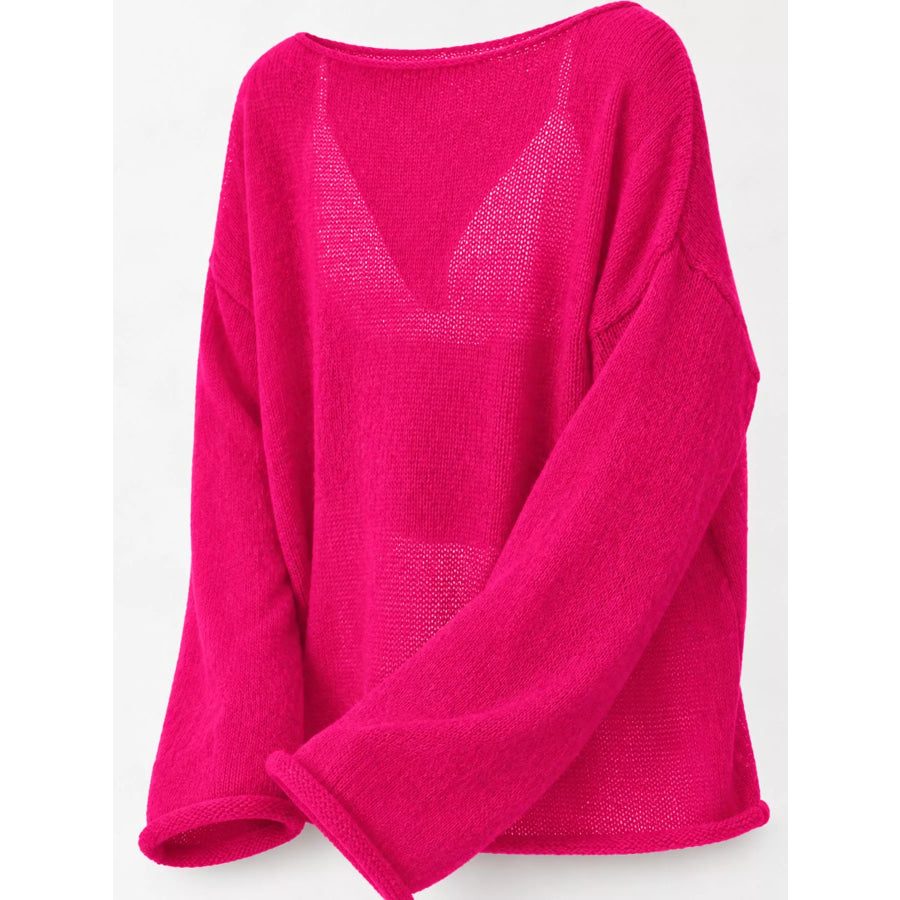 Lightweight Dropped Shoulder Knit Cover Up Apparel and Accessories