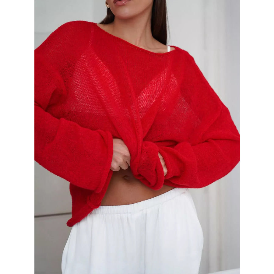 Lightweight Dropped Shoulder Knit Cover Up Apparel and Accessories