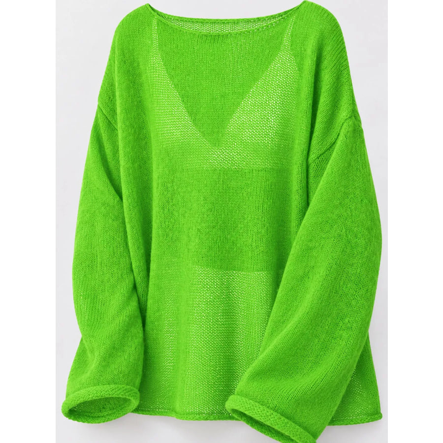 Lightweight Dropped Shoulder Knit Cover Up Apparel and Accessories