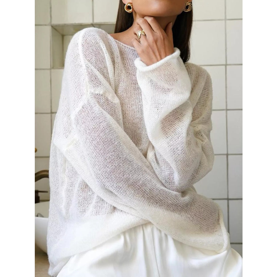 Lightweight Dropped Shoulder Knit Cover Up White / S Apparel and Accessories