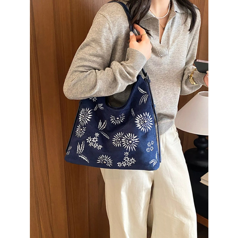 Lightweight Floral Shoulder Bag Blue / onesize Apparel and Accessories