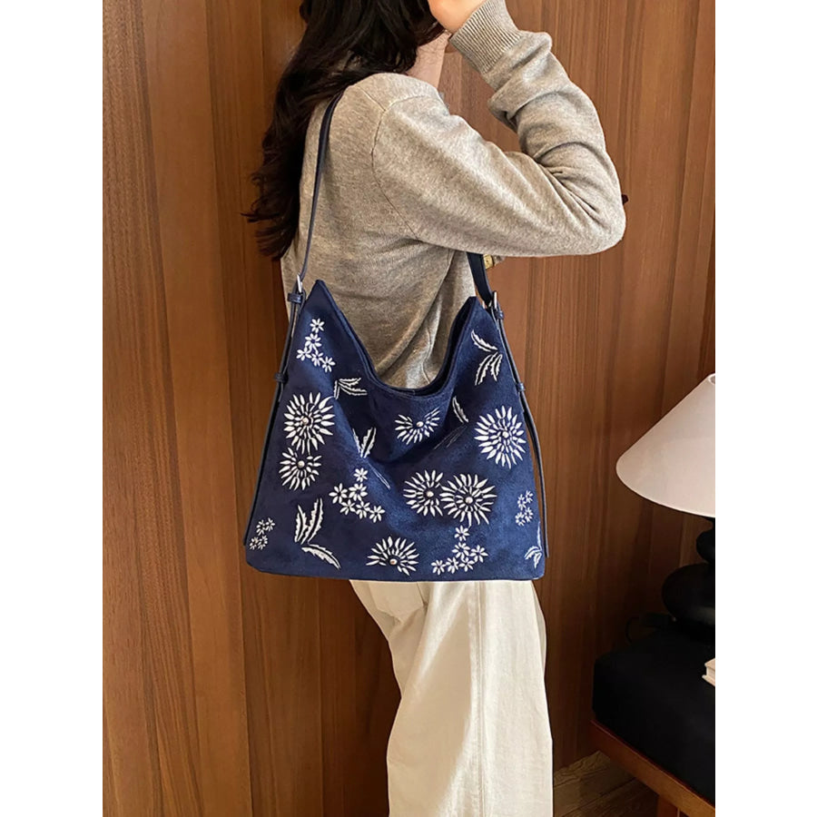Lightweight Floral Shoulder Bag Blue / onesize Apparel and Accessories