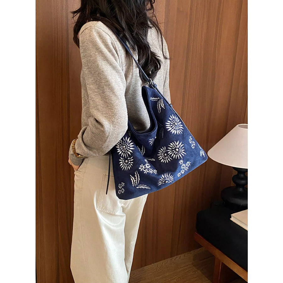 Lightweight Floral Shoulder Bag Blue / onesize Apparel and Accessories