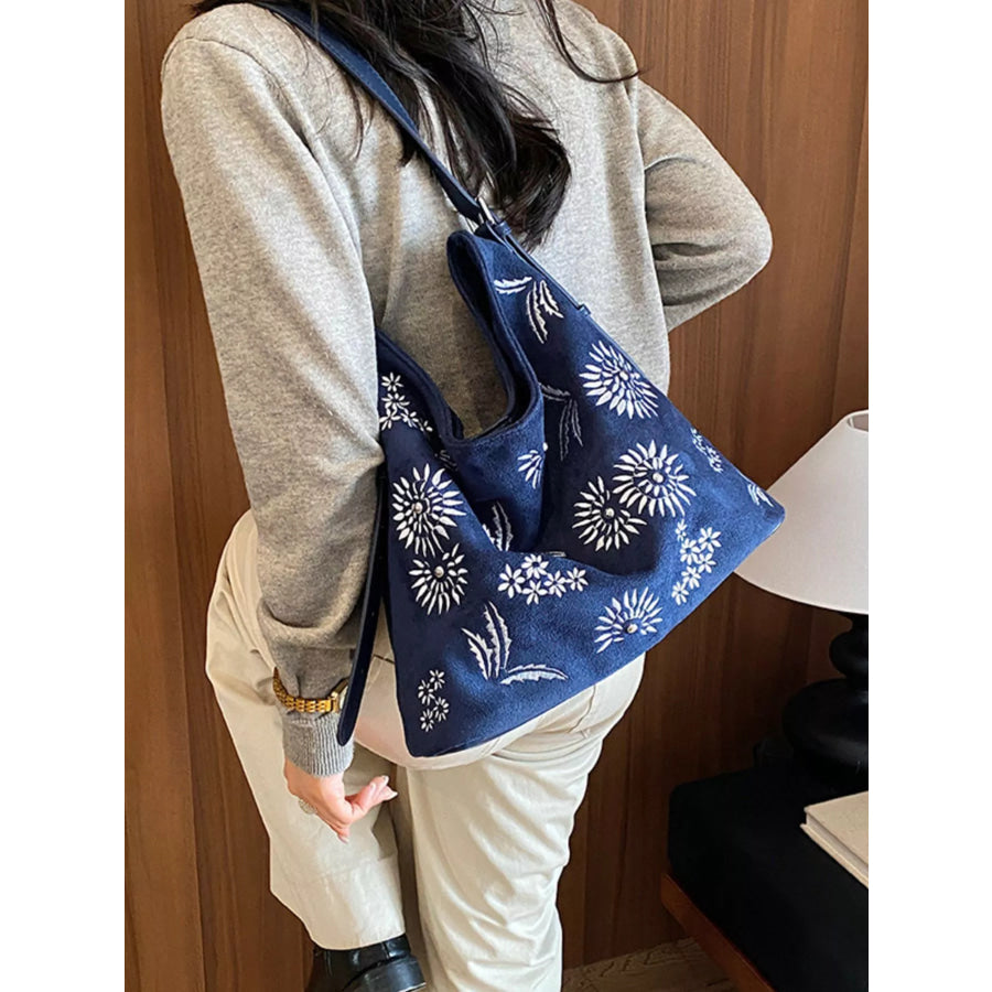 Lightweight Floral Shoulder Bag Blue / onesize Apparel and Accessories