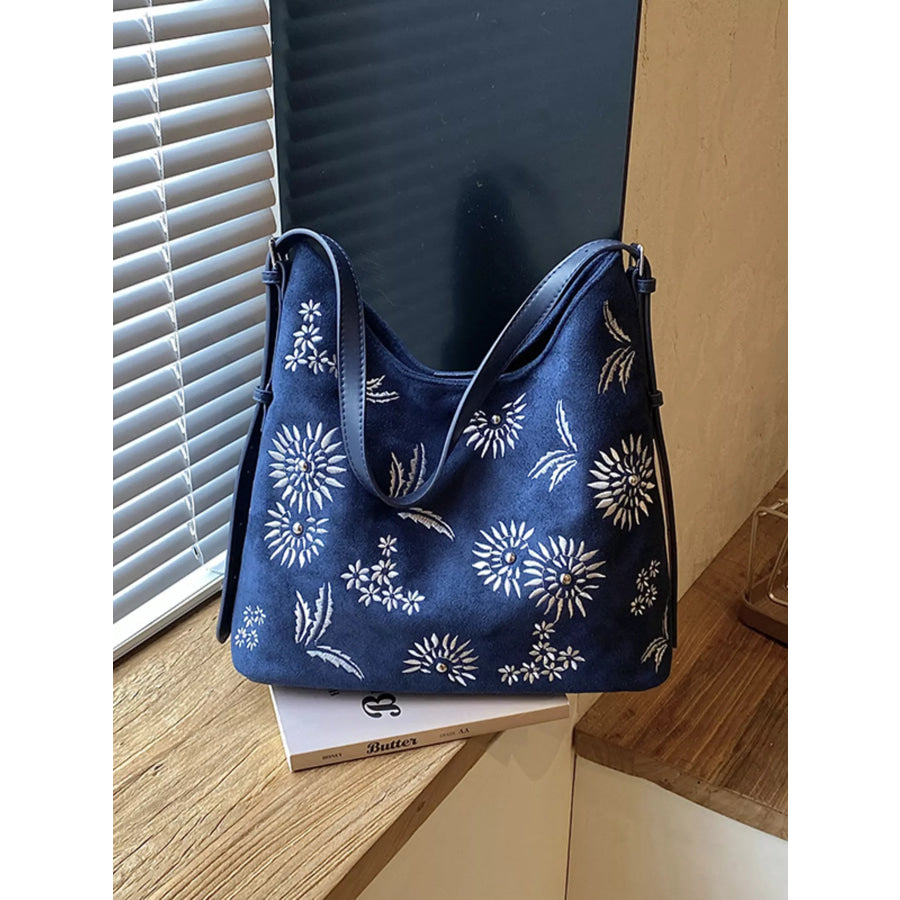 Lightweight Floral Shoulder Bag Blue / onesize Apparel and Accessories