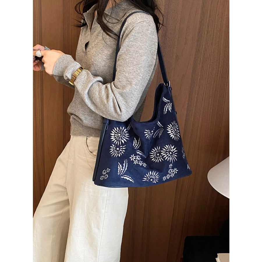 Lightweight Floral Shoulder Bag Blue / onesize Apparel and Accessories
