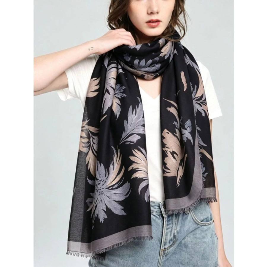Lightweight Fringe Scarf Black / One Size Apparel and Accessories