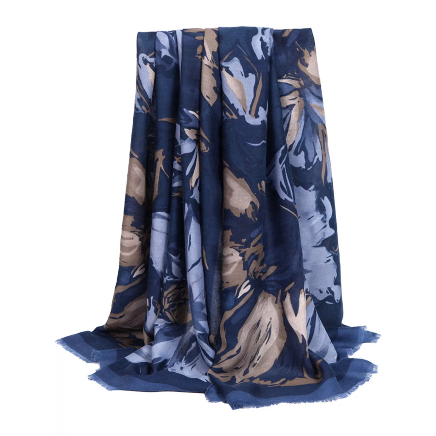 Lightweight Fringe Scarf Blue / One Size Apparel and Accessories