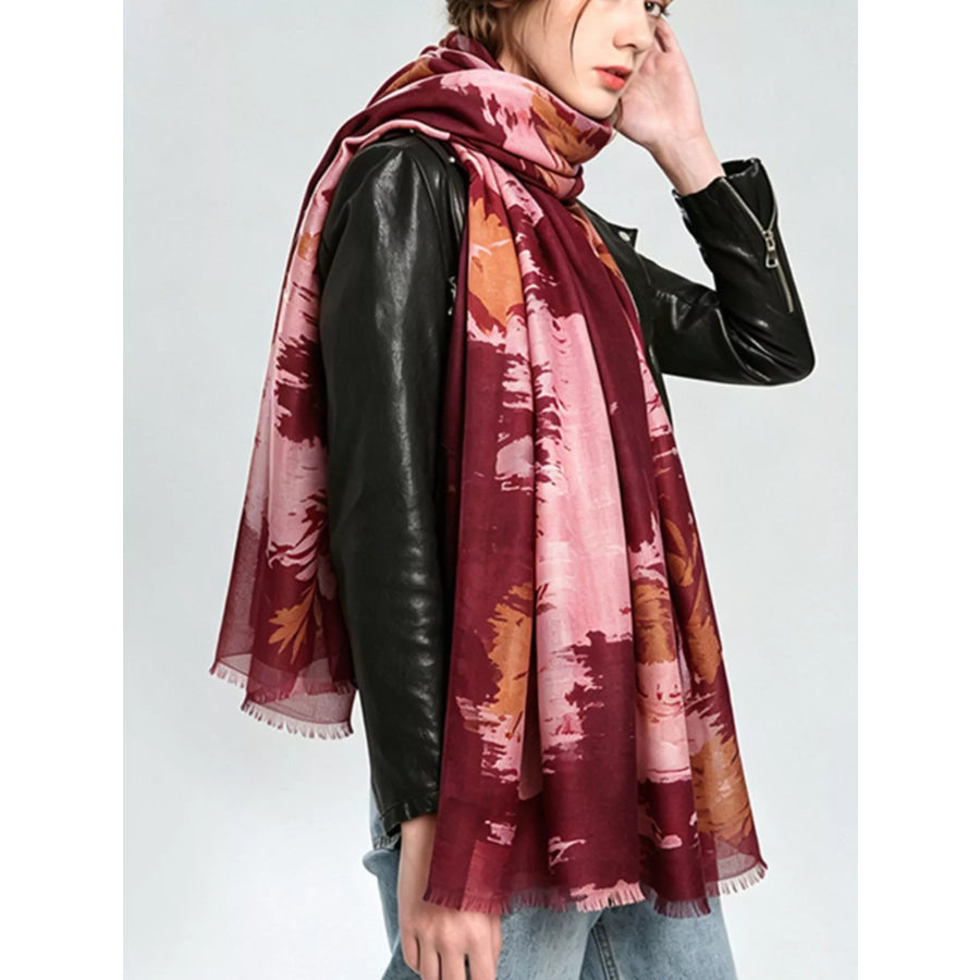 Lightweight Fringe Scarf Rose Red / One Size Apparel and Accessories