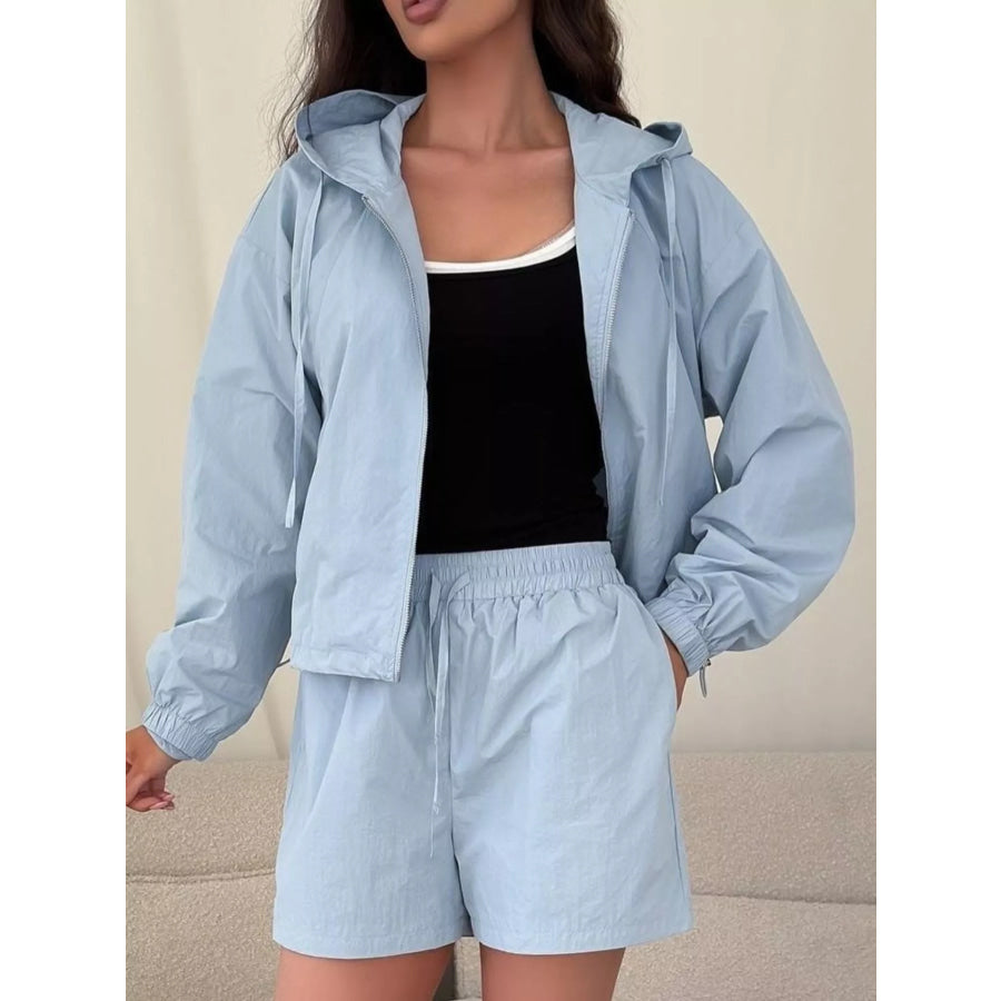 Lightweight Hooded Jacket and Shorts Set Apparel and Accessories