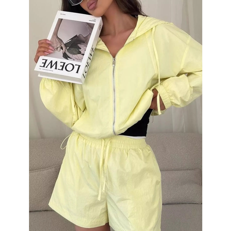 Lightweight Hooded Jacket and Shorts Set Yellow / S Apparel and Accessories
