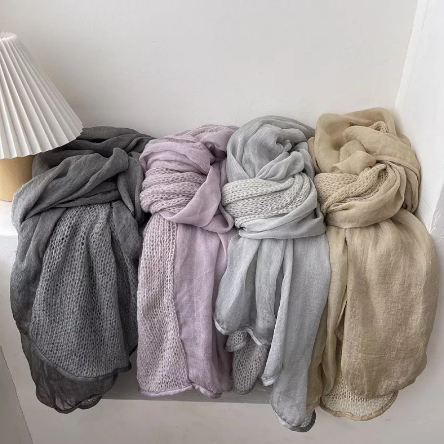 Lightweight Knitted Scarf with Dyed Edges Apparel and Accessories