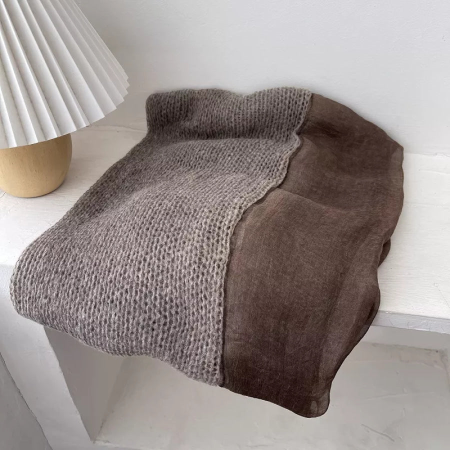 Lightweight Knitted Scarf with Dyed Edges Brown / One Size Apparel and Accessories