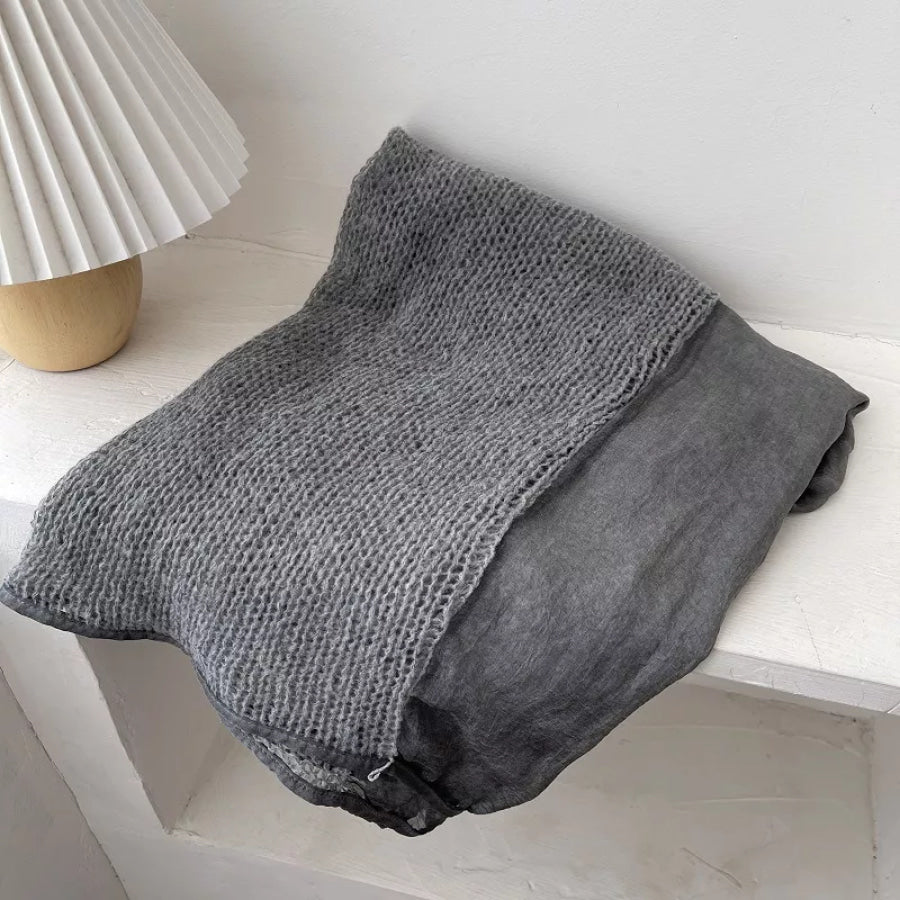 Lightweight Knitted Scarf with Dyed Edges Dark Gray / One Size Apparel and Accessories