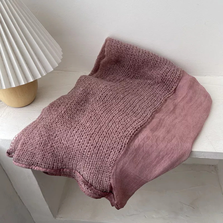 Lightweight Knitted Scarf with Dyed Edges Pink / One Size Apparel and Accessories
