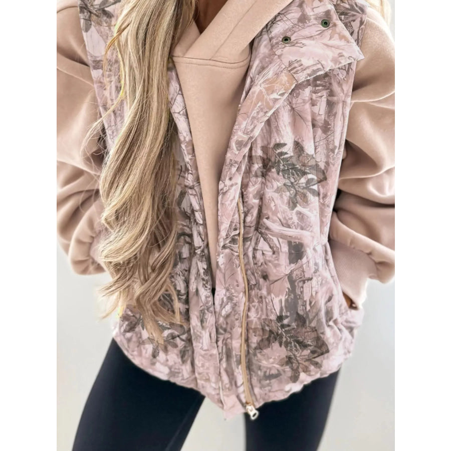 Lightweight Leaf Print Vest Coat Apparel and Accessories