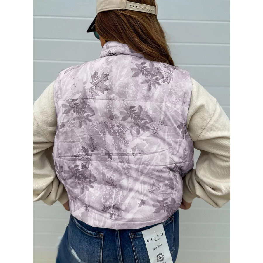 Lightweight Leaf Print Vest Coat Apparel and Accessories