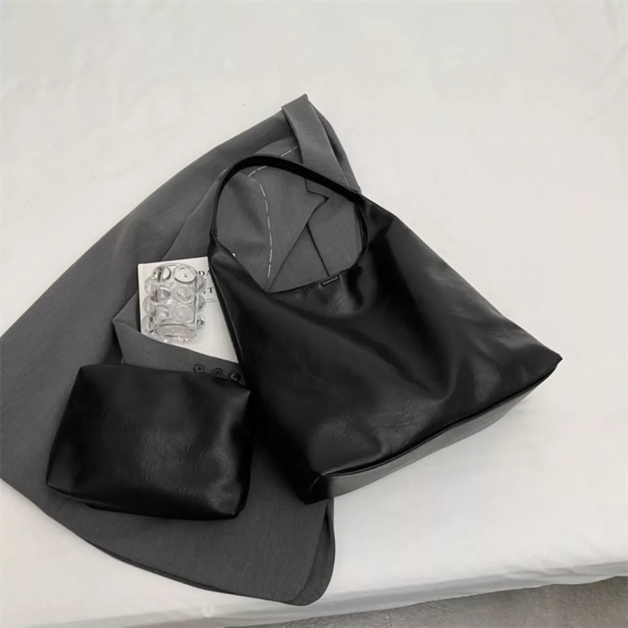 Lightweight Leather Tote Bag Black / One Size Apparel and Accessories