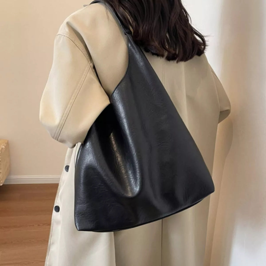 Lightweight Leather Tote Bag Black / One Size Apparel and Accessories