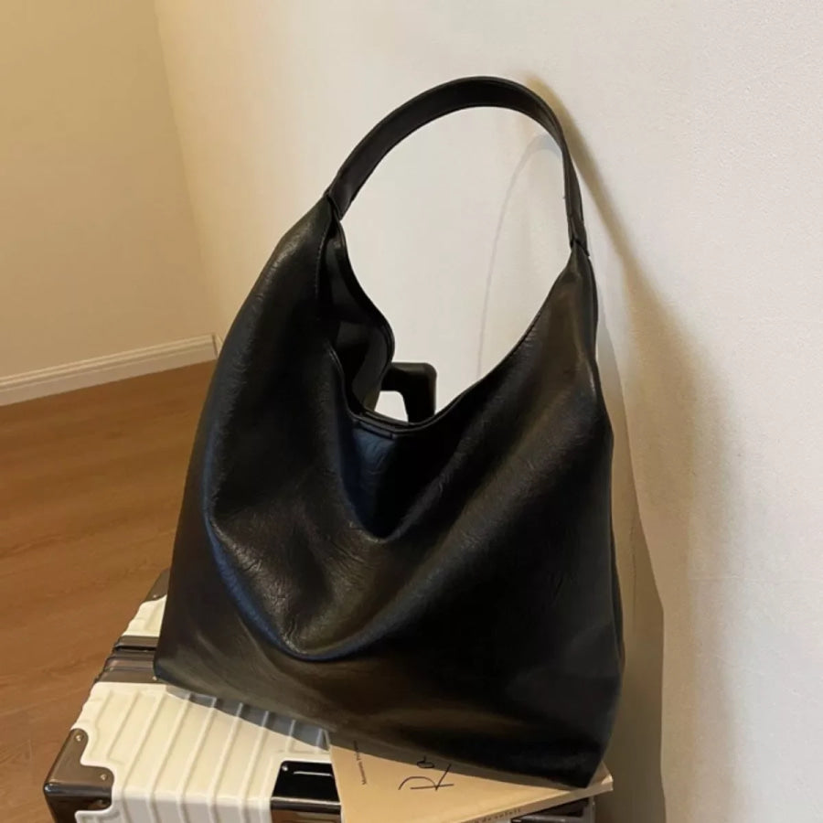 Lightweight Leather Tote Bag Black / One Size Apparel and Accessories
