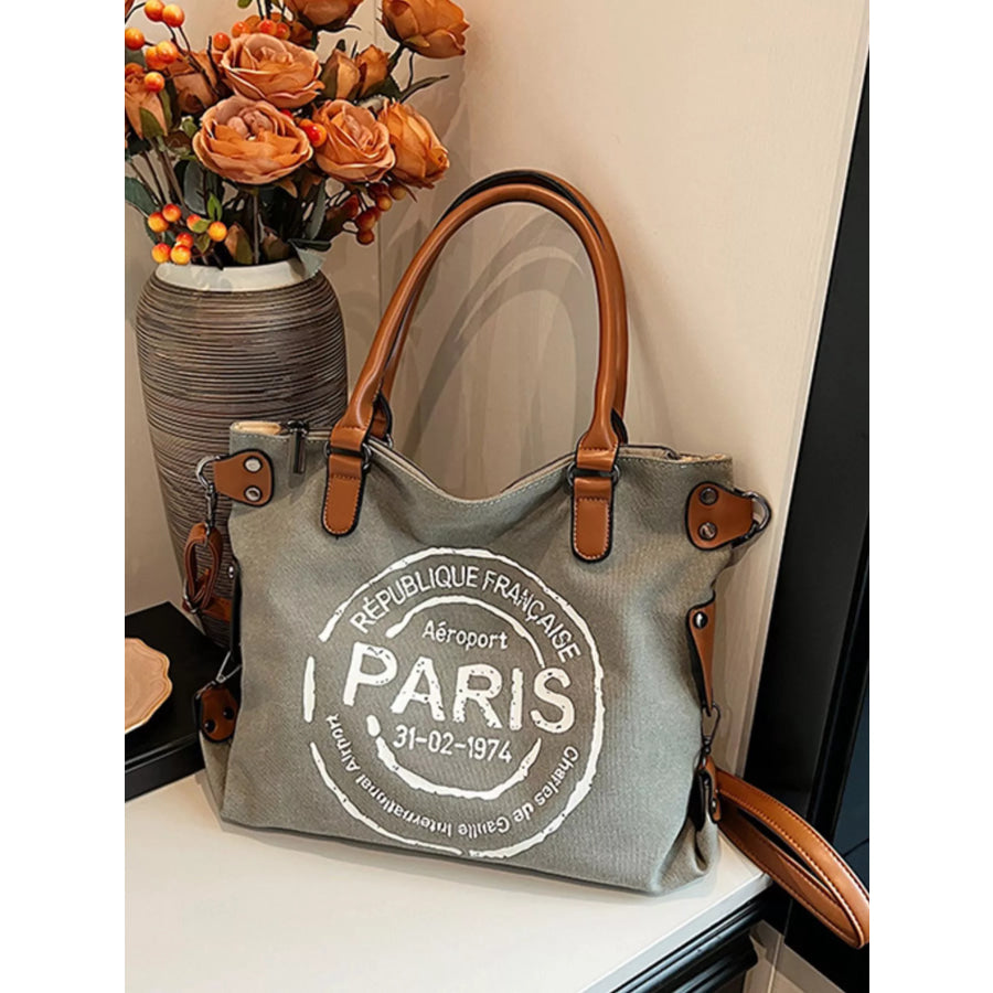 Lightweight Letter Graphic Handbag Dark Gray / ONESIZE Apparel and Accessories