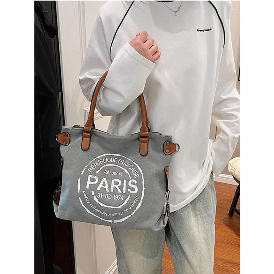 Lightweight Letter Graphic Handbag Dark Gray / ONESIZE Apparel and Accessories