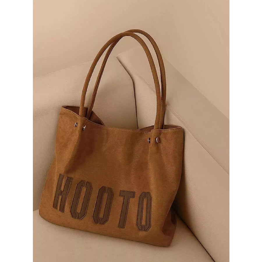 Lightweight Letter Tote Bag Brown / One Size Apparel and Accessories