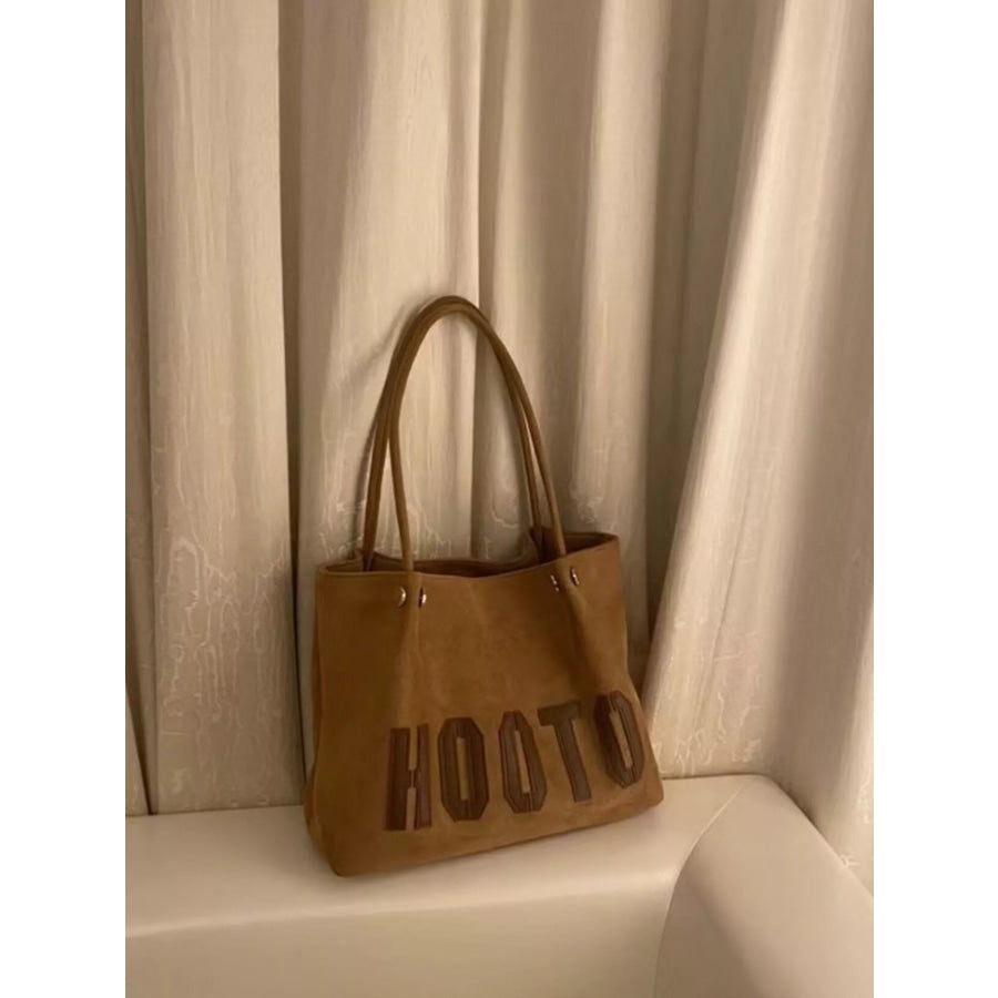 Lightweight Letter Tote Bag Brown / One Size Apparel and Accessories