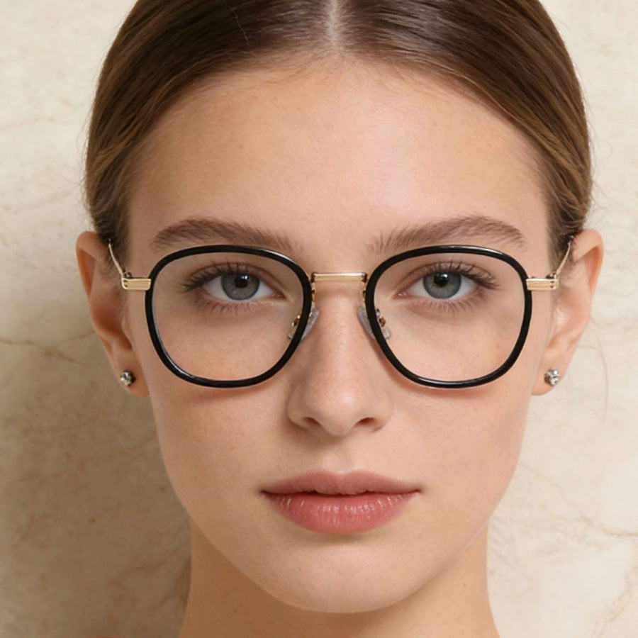 Lightweight Metal Temples Glasses Black / ONESIZE Apparel and Accessories