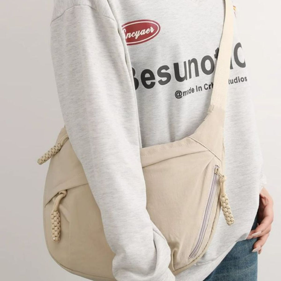 Lightweight Nylon Crossbody Bag Beige / One Size Apparel and Accessories