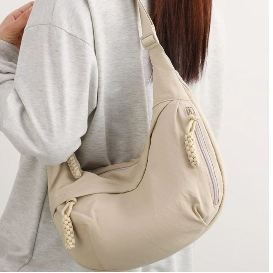 Lightweight Nylon Crossbody Bag Beige / One Size Apparel and Accessories