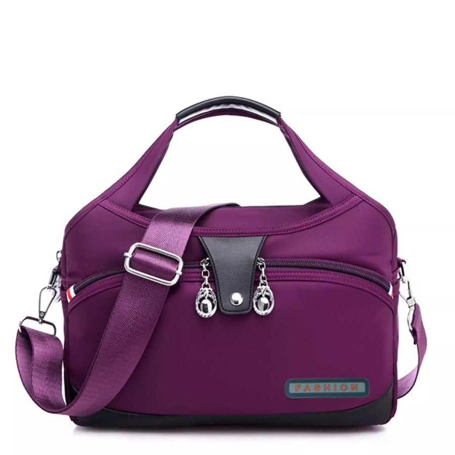Lightweight Nylon Handbag with Multiple Pockets Purple / ONESIZE Apparel and Accessories