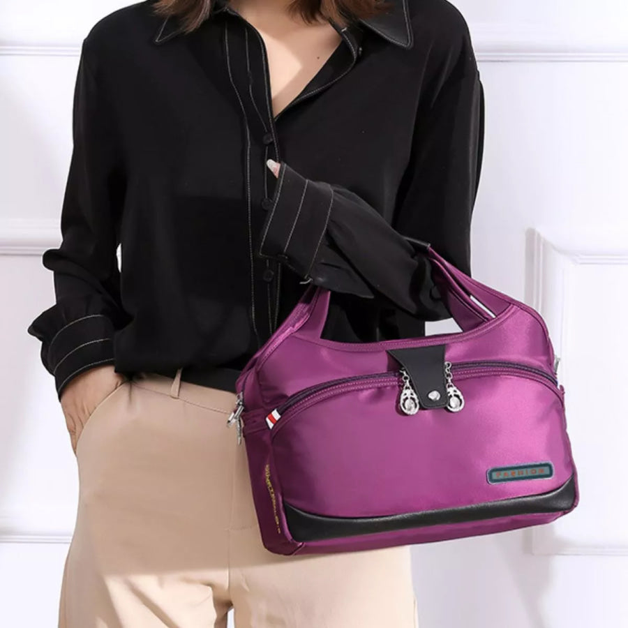 Lightweight Nylon Handbag with Multiple Pockets Purple / ONESIZE Apparel and Accessories