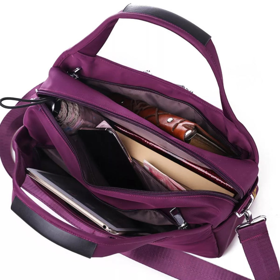 Lightweight Nylon Handbag with Multiple Pockets Purple / ONESIZE Apparel and Accessories