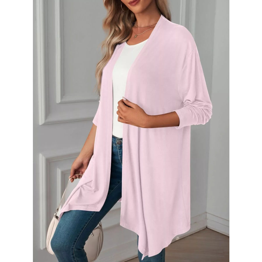 Lightweight Open Front Cardigan Blush Pink / S Apparel and Accessories