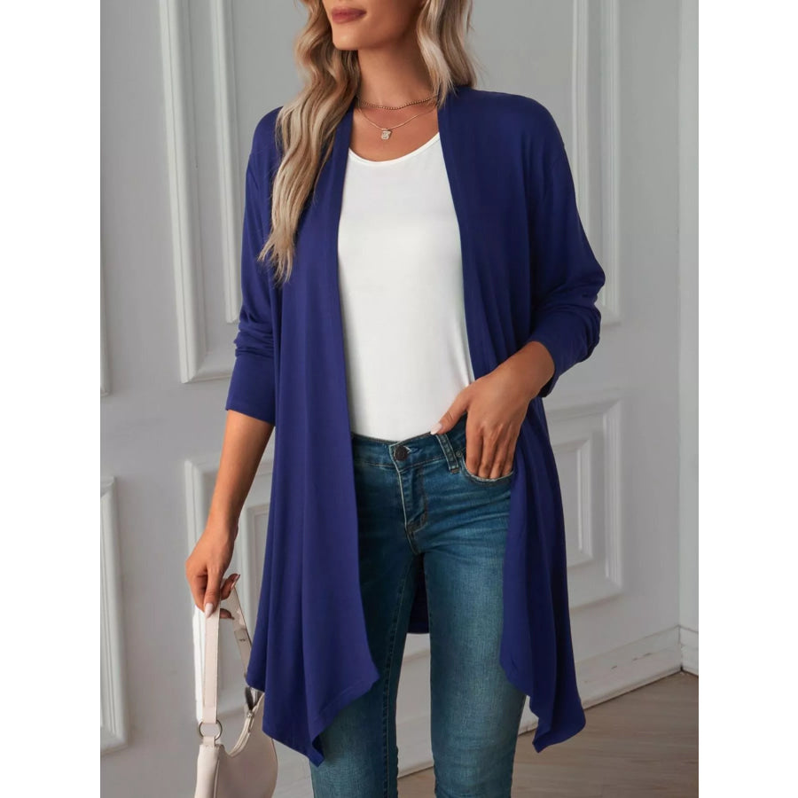 Lightweight Open Front Cardigan Dark Blue / S Apparel and Accessories