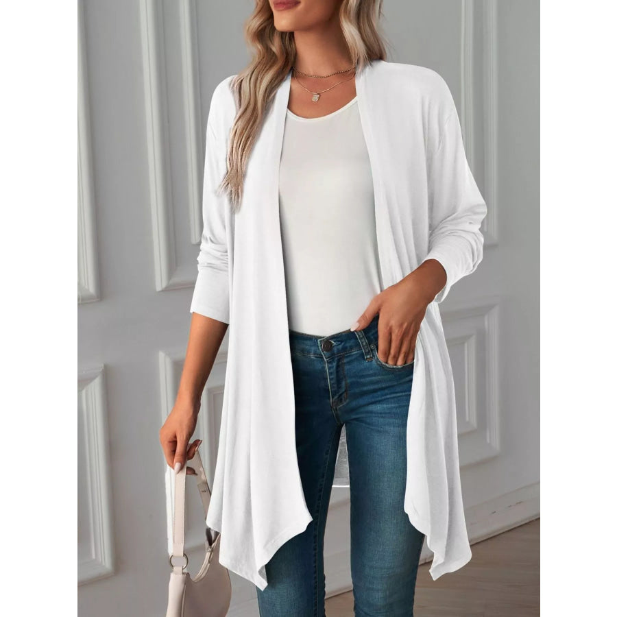 Lightweight Open Front Cardigan White / S Apparel and Accessories