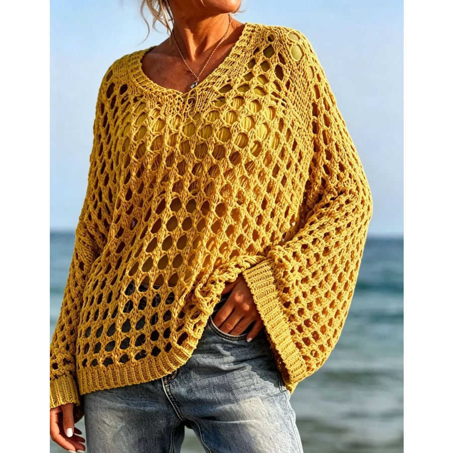 Lightweight Openwork Crochet Knit Cover Up Apparel and Accessories