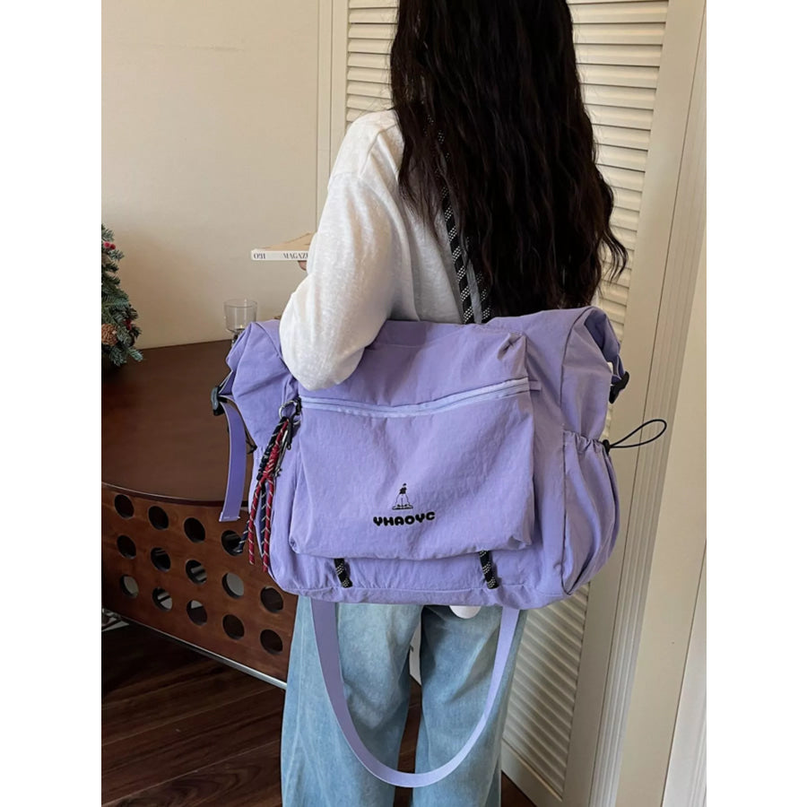 Lightweight Oxford Cloth Travel Duffel Bag Heliotrope Purple / One Size Apparel and Accessories
